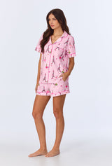 Tres Chic Short Sleeve Classic Shorty Stretch Jersey PJ Set
