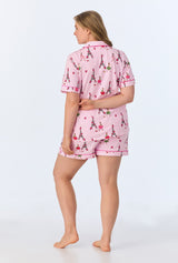 Tres Chic Short Sleeve Classic Shorty Stretch Jersey PJ Set