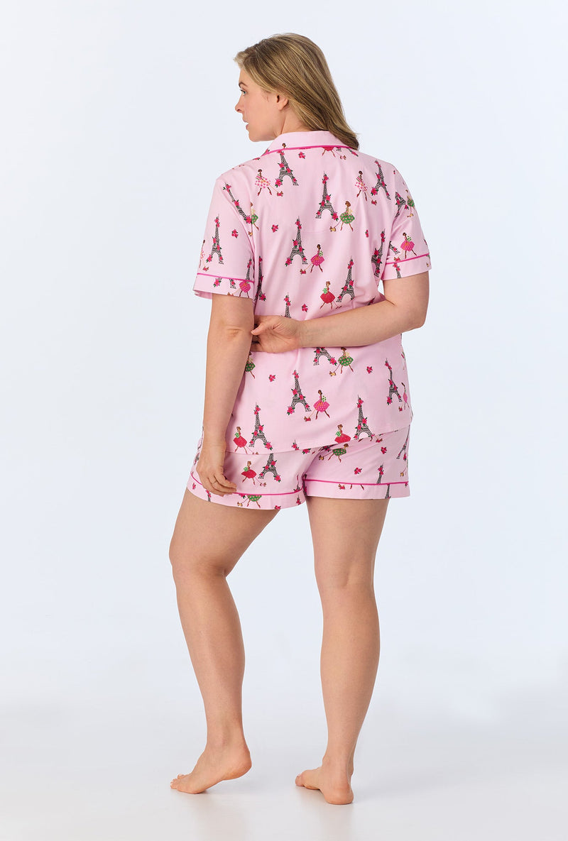 Tres Chic Short Sleeve Classic Shorty Stretch Jersey PJ Set