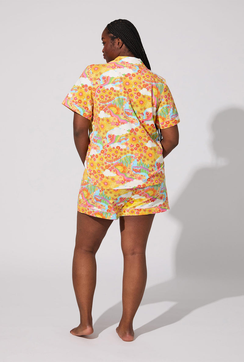 Good Vibes Short Sleeve Classic Shorty Stretch Jersey PJ Set