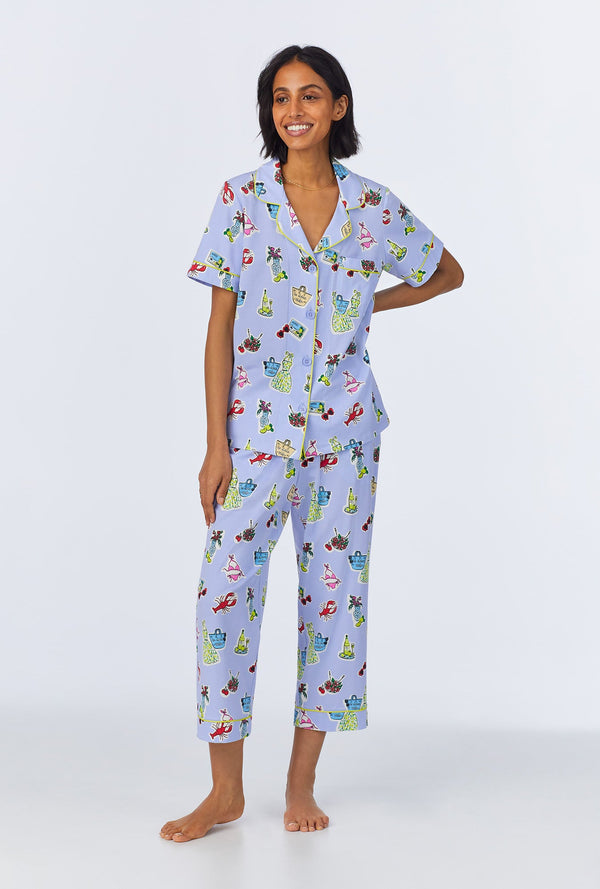 Island Life Short Sleeve Classic Stretch Jersey Cropped PJ Set