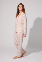 Oyster and Champagne Long Sleeve Classic Stretch Jersey PJ Set