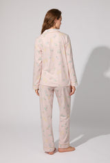 Oyster and Champagne Long Sleeve Classic Stretch Jersey PJ Set