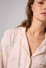 Oyster and Champagne Long Sleeve Classic Stretch Jersey PJ Set
