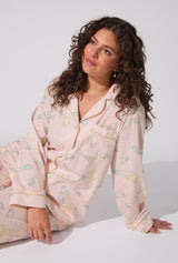 Oyster and Champagne Long Sleeve Classic Stretch Jersey PJ Set
