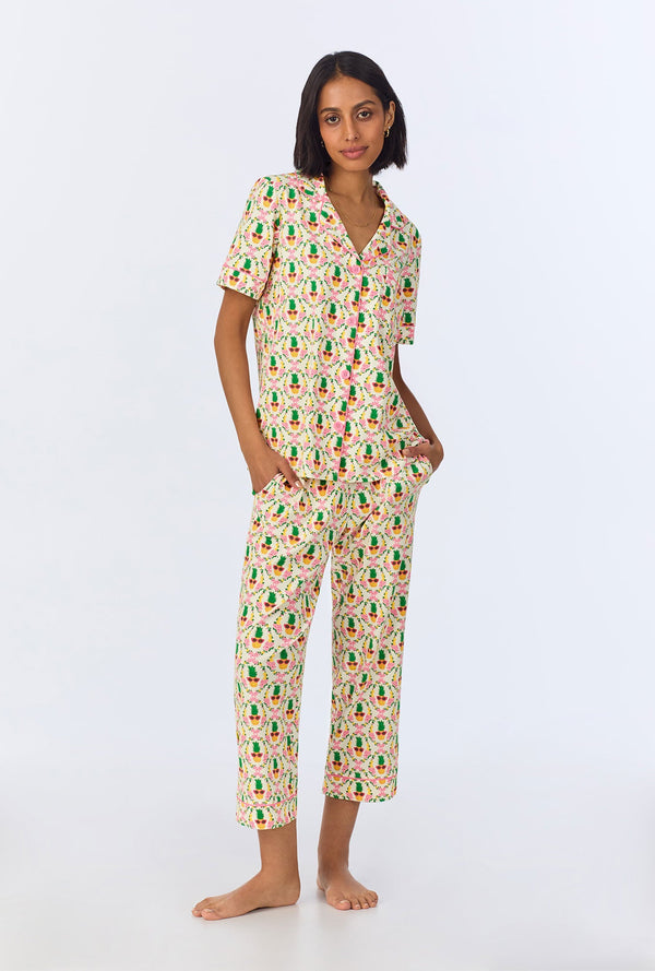Pinacoolada Short Sleeve Classic Stretch Jersey Cropped PJ Set