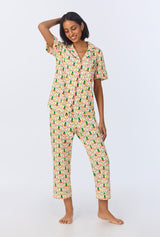 Pinacoolada Short Sleeve Classic Stretch Jersey Cropped PJ Set
