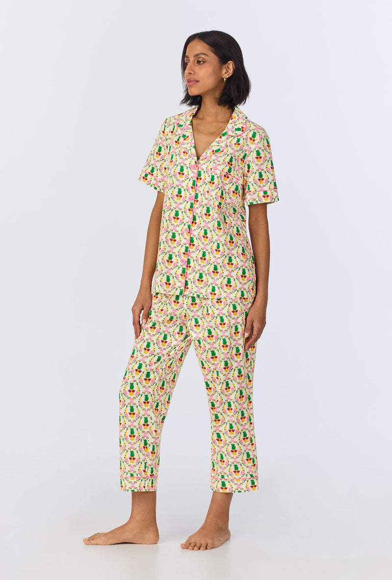 Pinacoolada Short Sleeve Classic Stretch Jersey Cropped PJ Set