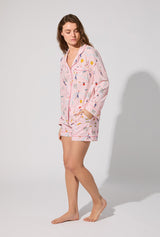 48 Hrs In Paris Long Sleeve Classic Stretch Jersey Short PJ Set