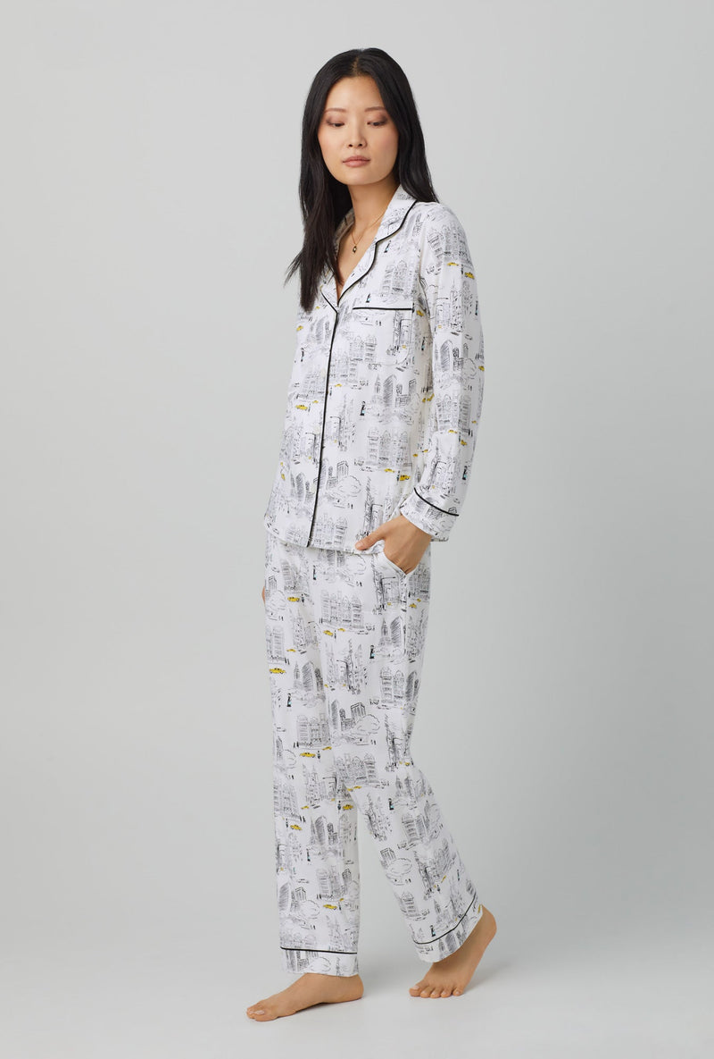 City That Never Sleeps Long Sleeve Classic Stretch Jersey PJ Set