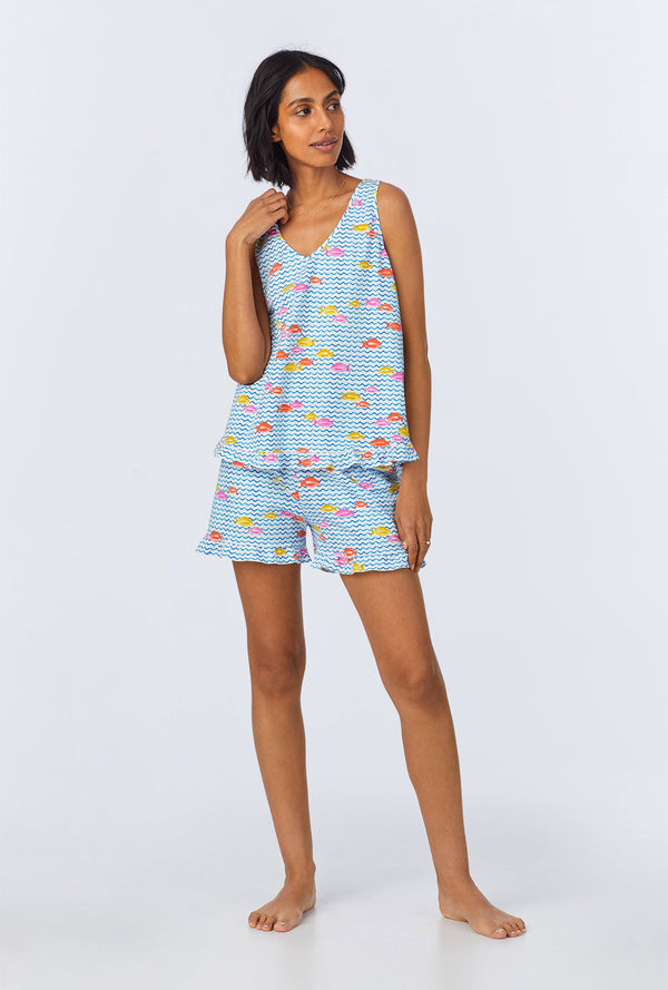Marina Grande Ruffle Tank Stretch Jersey Shorty PJ Set
