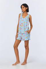 Marina Grande Ruffle Tank Stretch Jersey Shorty PJ Set