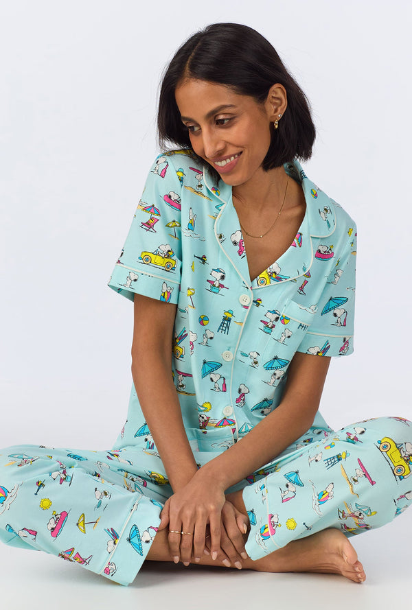 Surfside Snoopy® Short Sleeve Classic Cropped Stretch Jersey PJ Set