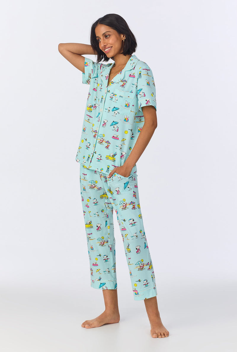Surfside Snoopy® Short Sleeve Classic Cropped Stretch Jersey PJ Set