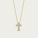 The Double Row Pave Cross Necklace