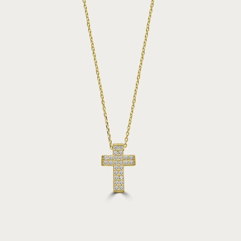 The Double Row Pave Cross Necklace