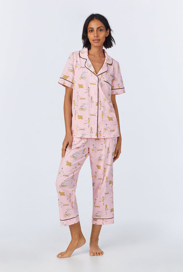 Say Yes To Pasta Short Sleeve Classic Stretch Jersey Cropped PJ Set