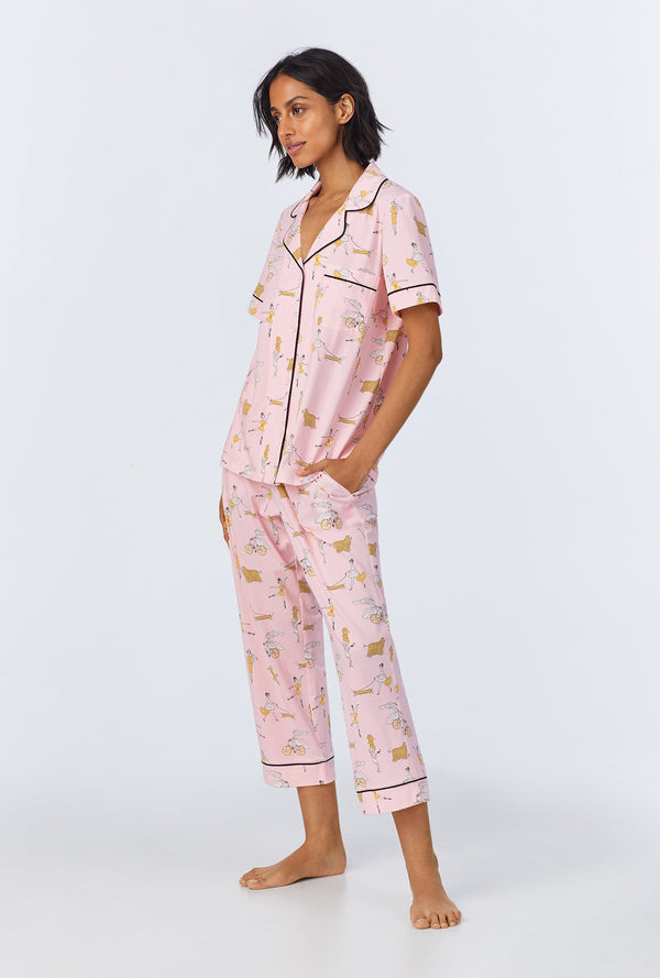 Say Yes To Pasta Short Sleeve Classic Stretch Jersey Cropped PJ Set