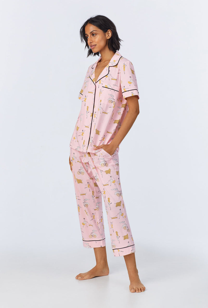 Say Yes To Pasta Short Sleeve Classic Stretch Jersey Cropped PJ Set