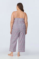 Petite Petunias Cami Woven Cotton Poplin Cropped PJ Set