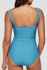 Belted Marisa Square Neckline One-Piece Swimsuit