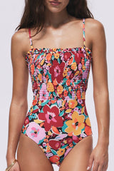 Carrie Smocked Bandeau One-Piece Swimsuit