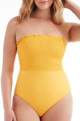 Carrie Smocked Bandeau One-Piece Swimsuit