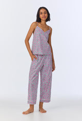 Petite Petunias Cami Woven Cotton Poplin Cropped PJ Set