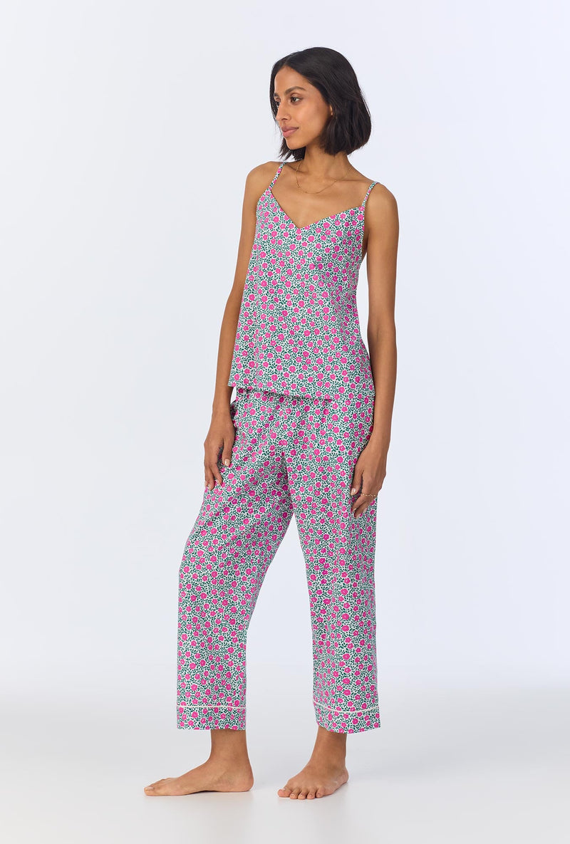 Petite Petunias Cami Woven Cotton Poplin Cropped PJ Set