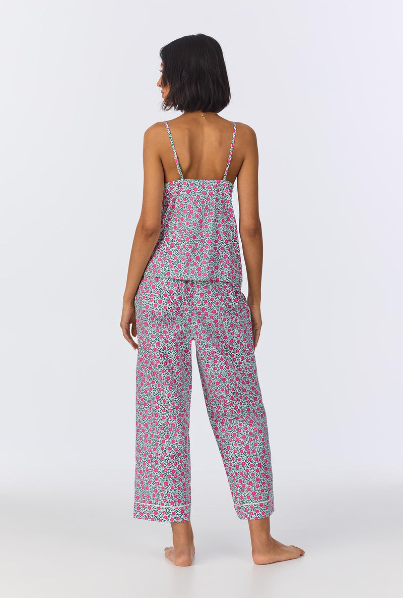 Petite Petunias Cami Woven Cotton Poplin Cropped PJ Set