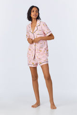 Say Yes To Pasta Short Sleeve Classic Shorty Stretch Jersey PJ Set