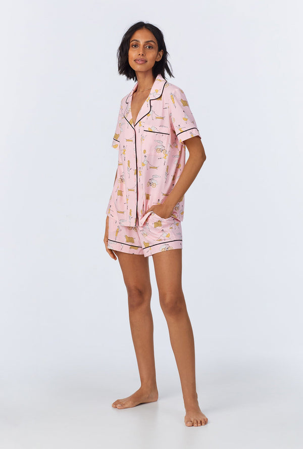Say Yes To Pasta Short Sleeve Classic Shorty Stretch Jersey PJ Set