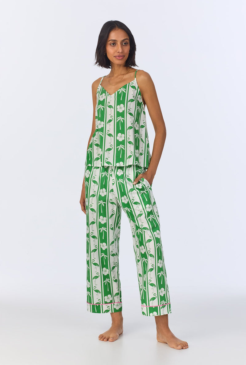 Aloha Stripe Cami Woven Cotton Poplin Cropped PJ Set