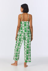 Aloha Stripe Cami Woven Cotton Poplin Cropped PJ Set