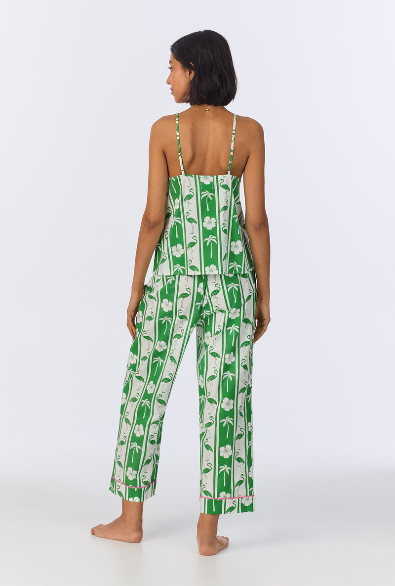 Aloha Stripe Cami Woven Cotton Poplin Cropped PJ Set