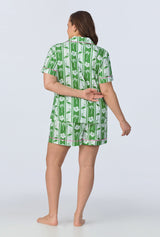 Aloha Stripe Short Sleeve Classic Woven Cotton Poplin Shorty PJ Set