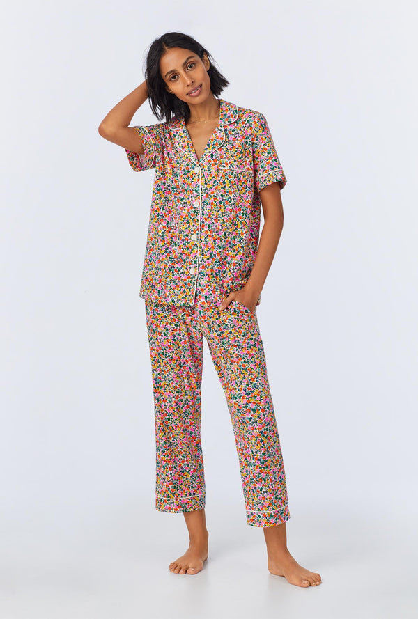 Fresh Picks Short Sleeve Classic Stretch Jersey Cropped PJ Set