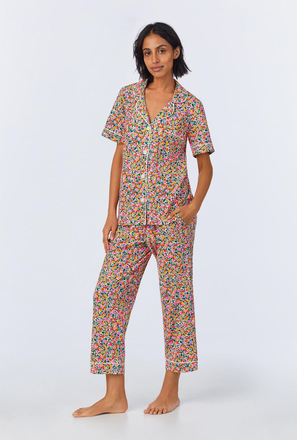 Fresh Picks Short Sleeve Classic Stretch Jersey Cropped PJ Set