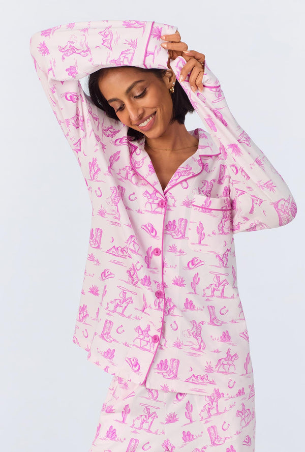 Cowgirl Toile Long Sleeve Classic Stretch Jersey PJ Set