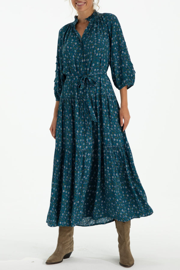 Zoey Jo Belted Tiered Maxi Dress