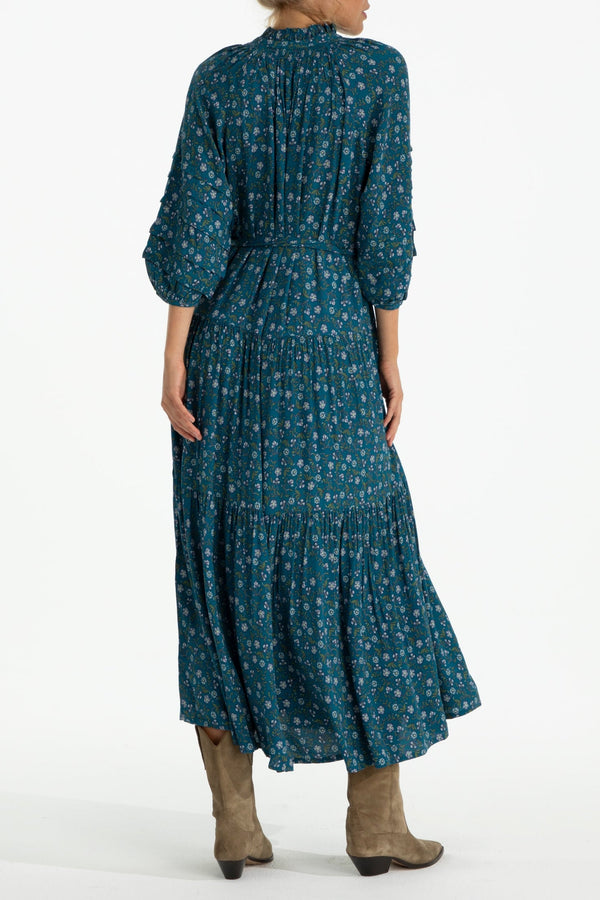 Zoey Jo Belted Tiered Maxi Dress