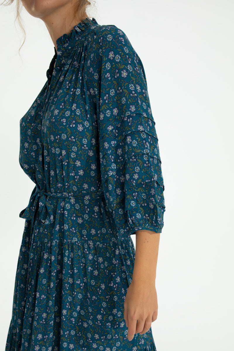 Zoey Jo Belted Tiered Maxi Dress