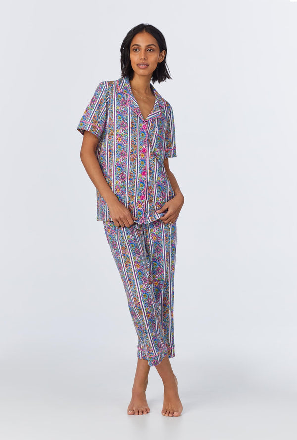 Bel Fiore Short Sleeve Classic Stretch Jersey Cropped PJ Set