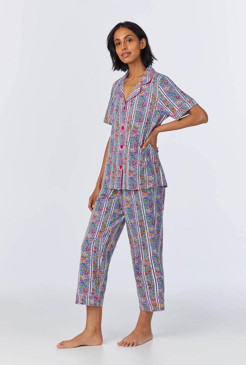 Bel Fiore Short Sleeve Classic Stretch Jersey Cropped PJ Set