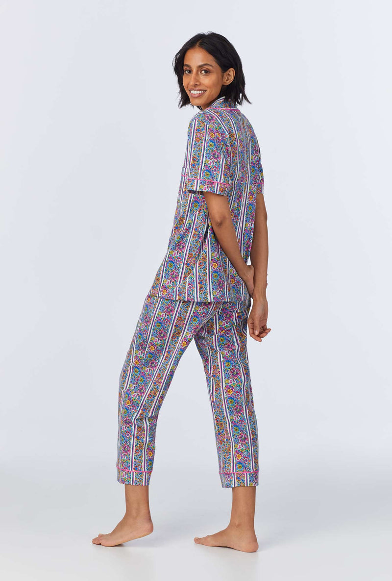 Bel Fiore Short Sleeve Classic Stretch Jersey Cropped PJ Set