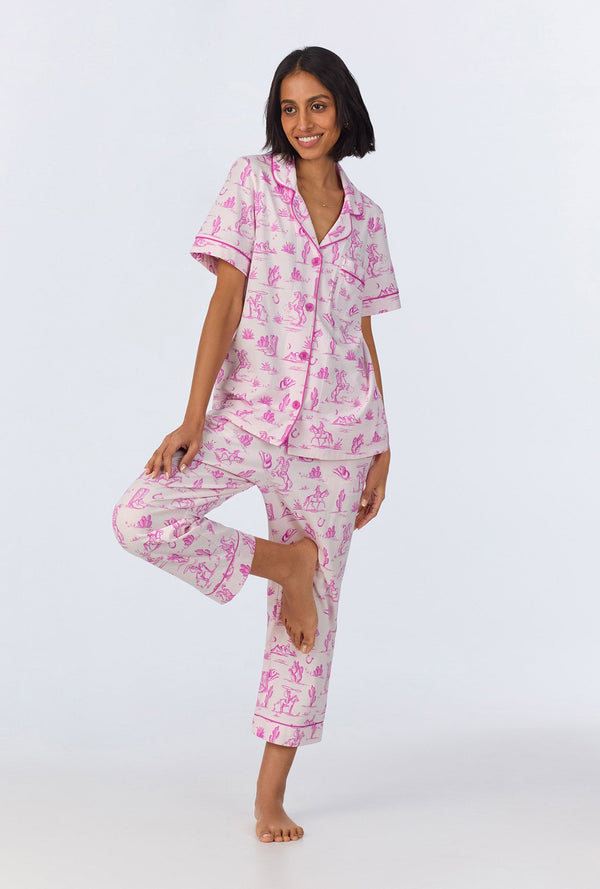 Cowgirl Toile Short Sleeve Classic Stretch Jersey Cropped PJ Set