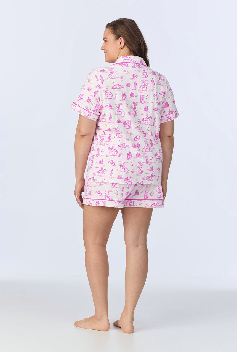 Cowgirl Toile Short Sleeve Classic Shorty Stretch Jersey PJ Set