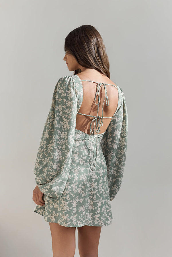 Garden Chic Mini Dress Green