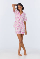 Cowgirl Toile Short Sleeve Classic Shorty Stretch Jersey PJ Set