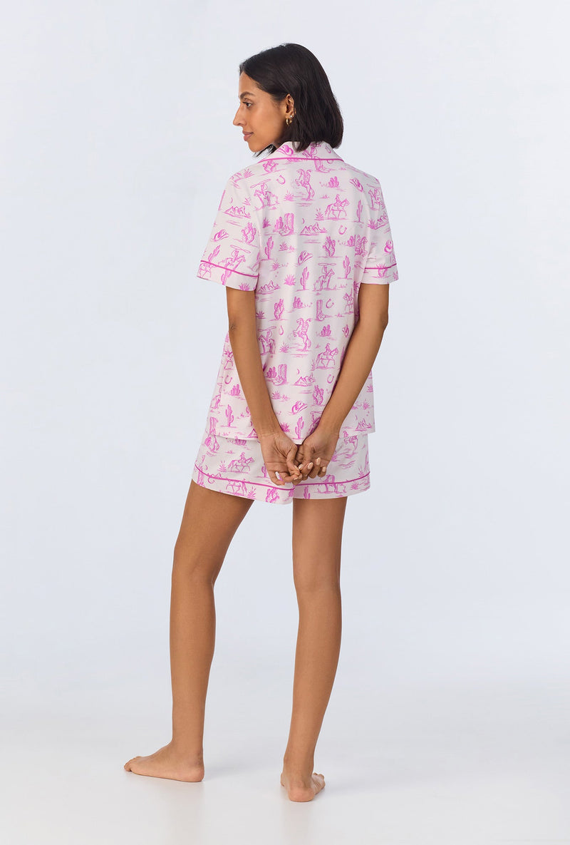 Cowgirl Toile Short Sleeve Classic Shorty Stretch Jersey PJ Set